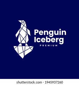 penguin ice berg geometric polygonal logo vector icon illustration