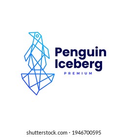 penguin ice berg geometric polygonal logo vector icon illustration