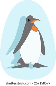 Penguin in ice blue oval