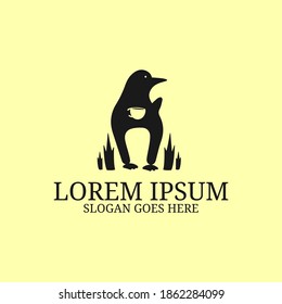 Penguin ice coffee logo design vector, best for business or beverage logo brand template