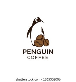 Penguin ice coffee logo design vector, best for business or beverage logo brand template