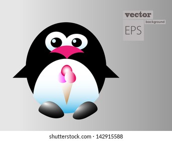 Penguin with ice cream