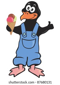 Penguin with ice cream
