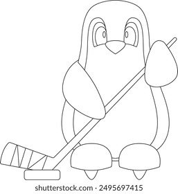 Penguin Ice hockey Ice hockey stick Animal Vector Graphic Art Illustration