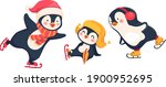 Penguin ice skating isolated. Sport and leisure concept illustration
