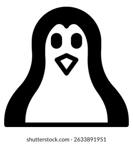 Penguin icon in Black Fill. Glyph style. Isolated on white background