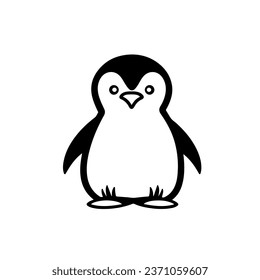 Penguin icon, black and white