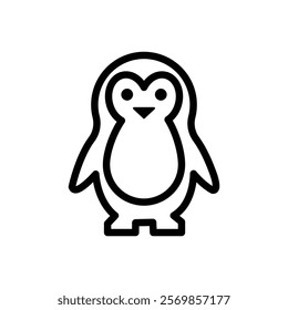 Penguin icon Black and white outline vector
