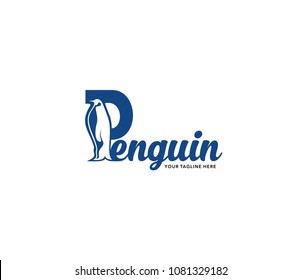 Penguin icon. blue penguin flat style isolated