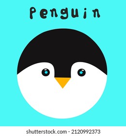 Penguin icon cartoon vector illustration, on blue background