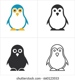 Penguin Icon with color, glyph and line style