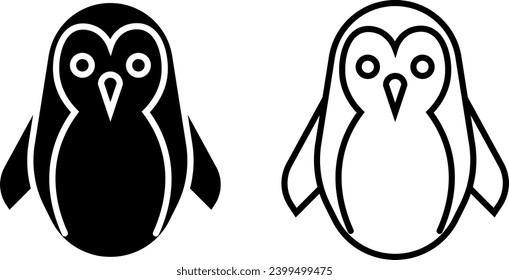 penguin icon in fill and line style. Vector illustration