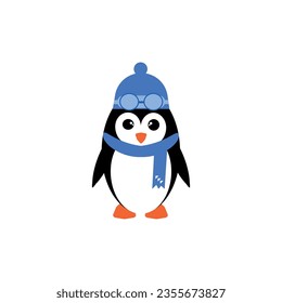  Icono de pingüino, diseño plano, ilustración de dibujos animados.  Pingüino de ilustración vectorial en estilo plano de moda
