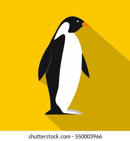 Penguin icon. Flat illustration of penguin vector icon for web isolated on yellow background