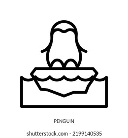 penguin icon. Line Art Style Design Isolated On White Background