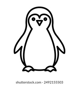 Penguin icon linear logo mark in black and white