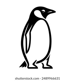 Penguin icon or modern line symbol. Vector line art and icon design with bold outline. Black and white Pixel Perfect minimalistic symbol isolated white background. Silhouette simple thin sign