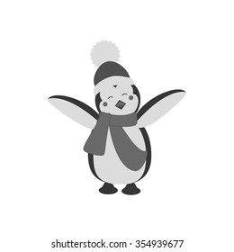Penguin icon on the white background. Vector illustration.