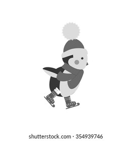 Penguin icon on the white background. Vector illustration.