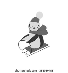 Penguin icon on the white background. Vector illustration.