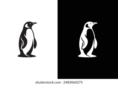 Penguin Icon on White black Background. Simple Vector Illustration.