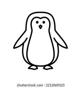 Penguin icon for pole nautical animal in black outline style