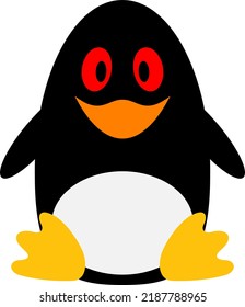 A penguin icon with red eyes