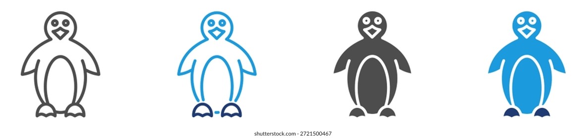 Conjunto de iconos de pingüino con varios estilos