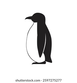 Penguin icon of silhouette vector illustration. Penguin symbol. 