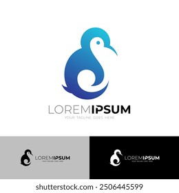 penguin icon with a simple appearance, blue color, bird logo can't fly