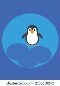 Penguin icon with sky blue background 