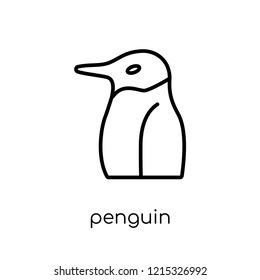 Penguin icon. Trendy modern flat linear vector Penguin icon on white background from thin line animals collection, editable outline stroke vector illustration