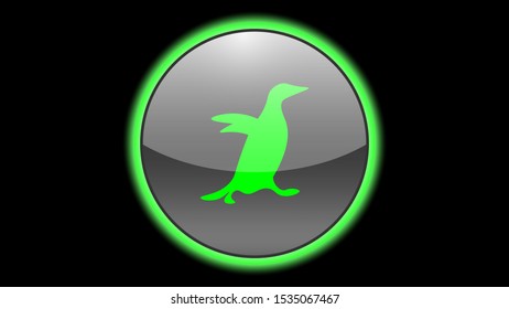 Penguin icon vector design. Green neon icons with animals. Animals icons vector. 