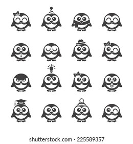Penguin icons set.