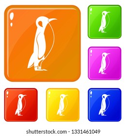 Penguin icons set collection vector 6 color isolated on white background