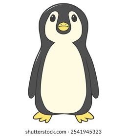 Vector aislado dibujado a mano de la ilustración del pingüino