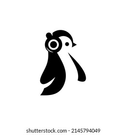 penguin illustration logo combination wearing a headset