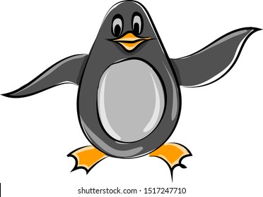 Pingüino, ilustración, vector sobre fondo blanco.