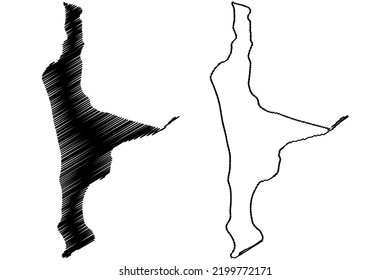 Penguin island (Western Australia, Commonwealth of Australia, Indian Ocean) map vector illustration, scribble sketch Penguin map