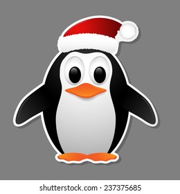 Penguin isolated on grey background. Vector illustration. 