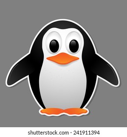 Penguin isolated on grey background. Vector illustration. 