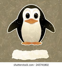 Penguin isolated on grey background. Vector illustration. 