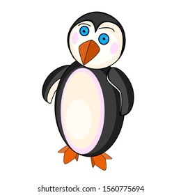 Penguin isolated on white background. Cartoon character penguin flat style design. For medals, badges, zoo, Maritime Museum ad, nature concept, kids book illustration. Vector Illustration. EPS 10