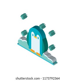 Penguin isometric left top view 3D icon
