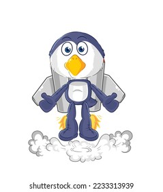 the penguin with jetpack mascot. cartoon vector