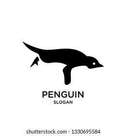 penguin jump and swimming logo icon designs vector illustration silhouette