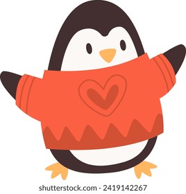 Ilustración Del Pingüino En El Vector De Salto