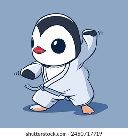 Penguin Karate Vector Illustration of Artistic Character Design