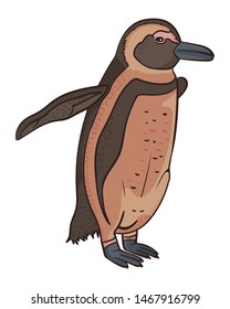 Penguin. Kids, vector image on white background isolated. Use for magazines, children's books, colorings, prints on clothes.