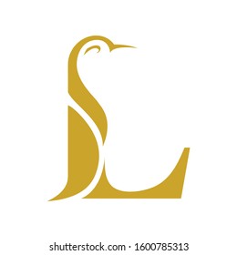 penguin l letter logo design